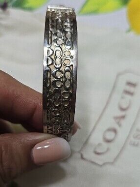 Coach Silver Tone Signature Cuff Bracelet